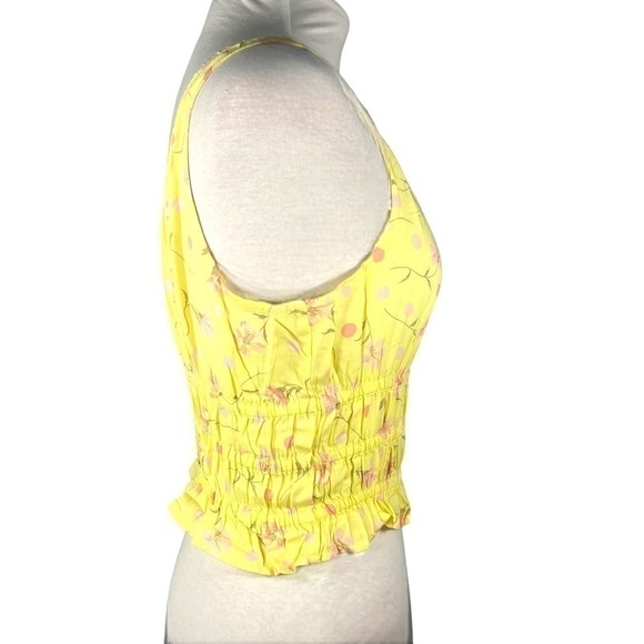 BP crop top one shoulder shirred waist yellow lemonade Sophie florals size S - Picture 3 of 13